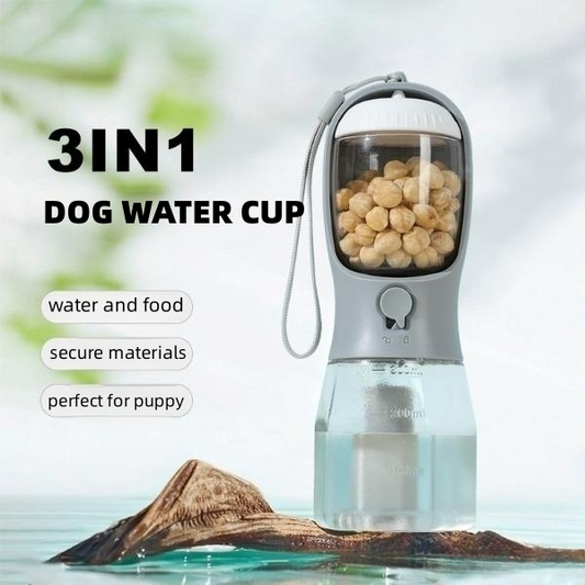 3 in 1 Multi Portable Pet Water & Food Feeder with Garbage Bag