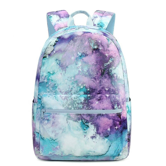 Purple & Green Tie Dye Galaxy School Bag Backpack