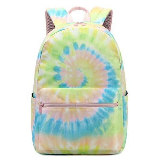Yellow Spiral Swirl Tie Dye School Bag Backpack