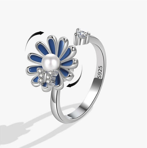 Flower & Butterfly Sensory Anxiety Ring S925 (adjustable)