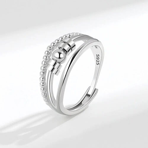 Stirling Silver Adjustable Beaded Anxiety Ring