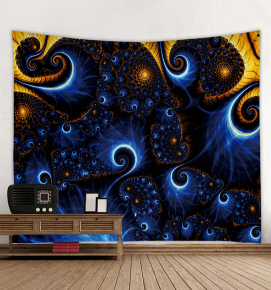 Blue & Gold Fibonacci Void Tapestry