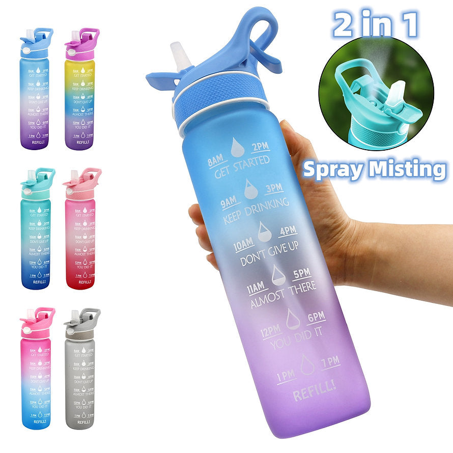 1000ML Plastic BPA FREE Mist Spray Sports Water Bottle
