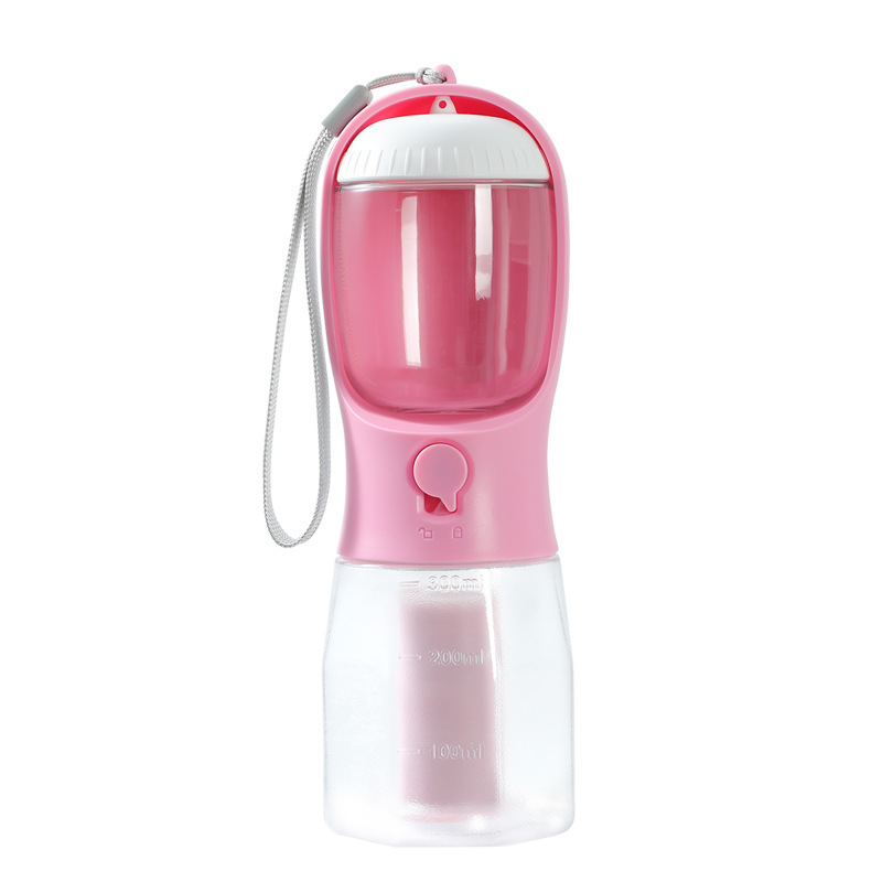 Pink 3 in 1 Multi Portable Pet Water & Food Feeder with Garbage Bag