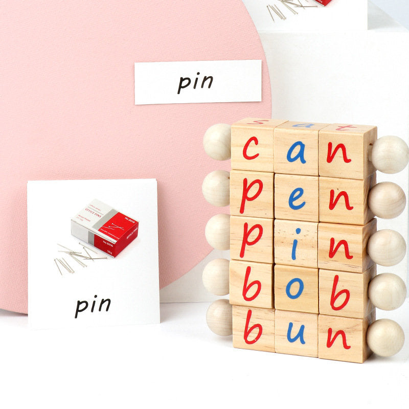 Children's Wooden Rotating Word Blocks