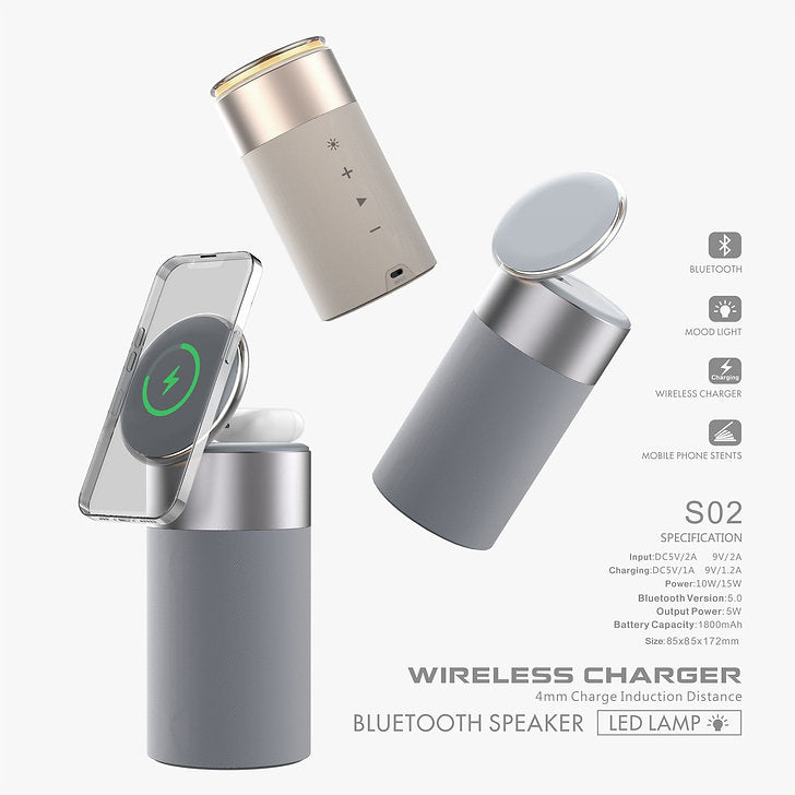 3 In 1 Multi-Function IPhone And AirPods Wireless Charger Bluetooth Speaker