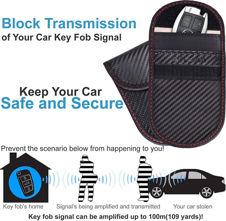 Anti Theft RFID Key Fob Faraday Bag Signal Blocking Pouch For Car Transmitter