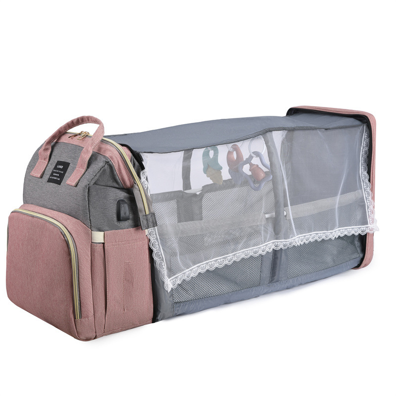 Folding Nappy Bag and Travel Crib Backpack