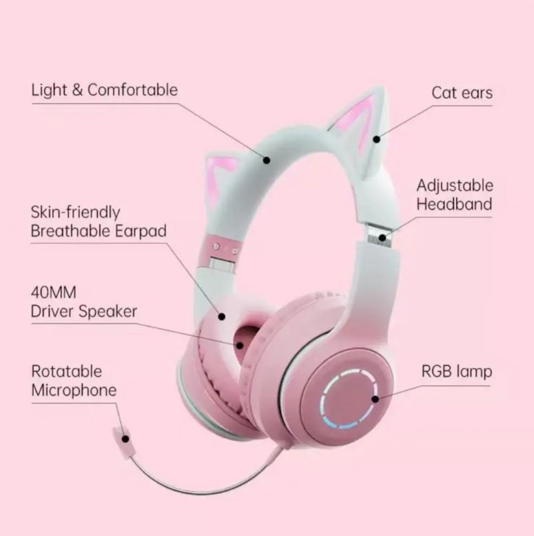 Cat Ear Bluetooth Headphones Headset