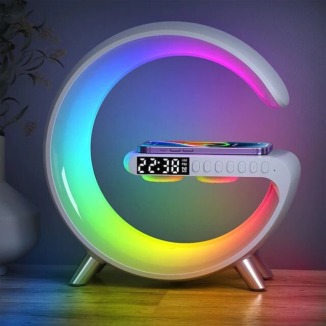 Multifunctional Wireless Charger Station Built-in Bluetooth Speaker & Alarm Clock