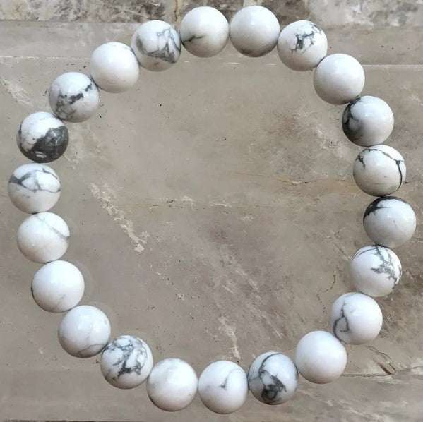 White Howlite Crystal Bracelet 8mm Beads