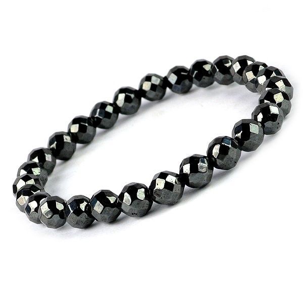 Hematite Faceted Crystal Bracelet 8mm Beads